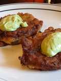 Razor Clam and Zucchini Fritters with my Avocado Sauce