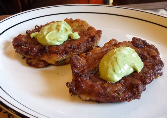 Recipe of Jamie Oliver Razor Clam and Zucchini Fritters with my Avocado Sauce