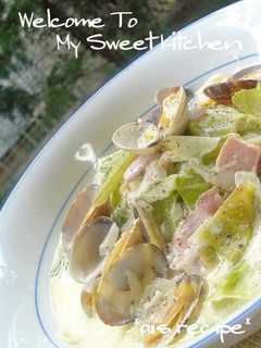 A picture of Chowder-Like Pasta with Spring Cabbage and Clams.