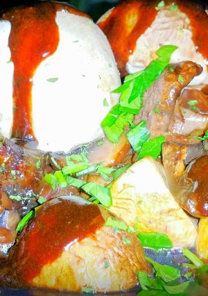 A picture of Mike's Meaty Mushrooms & Semi-Demi Glace.