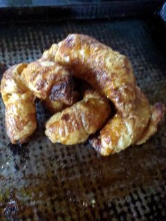 A picture of leftover puff pastry croissants.