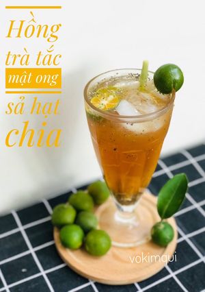 Hình của món Hồng trà sả tắc mật ong hạt chia.
