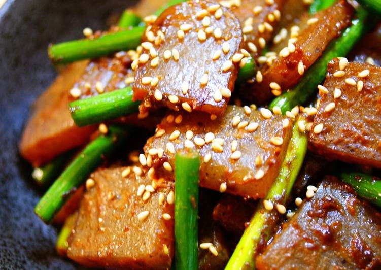 Easiest Way to Prepare Autumn Miso Stir-Fry with Garlic Shoots and Konnyaku
