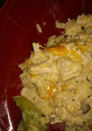 A picture of Homemade chicken, rice and broccoli.