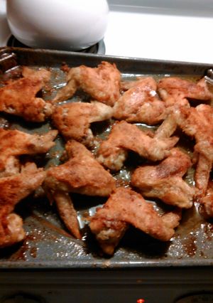 A picture of "fraked" chicken wings.