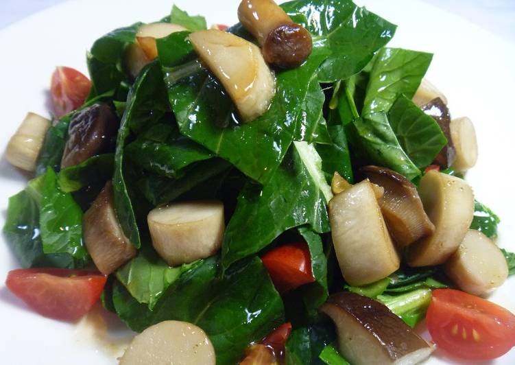 Steps to Make Award-winning Diet &amp; Macrobiotic Friendly King Oyster Mushroom &amp; Komatsuma Green Salad