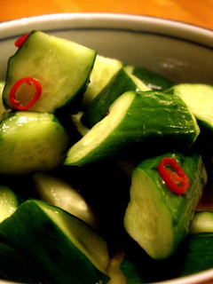 A picture of Spicy Cucumbers Pickled Overnight in Fish Sauce.