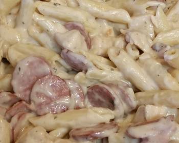 How To Cooking Recipe Chicken and Sausage Alfredo Yummy