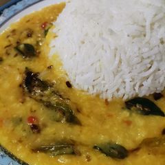 A picture of Mong daal with rice.