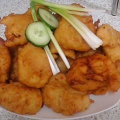 A picture of My Chicken, Mash and Sweet Pepper Battered Dish 😀.