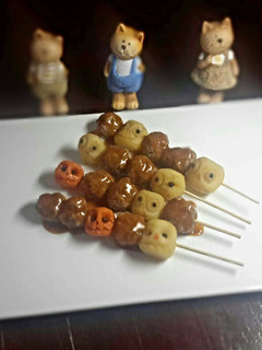 A picture of Halloween : Spicy Meatballs Skewers.