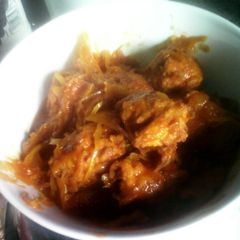 A picture of Carrot Koftas in Spicy Sauerkraut Sauce (vegan).
