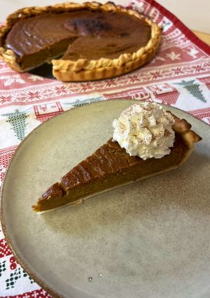Una foto de Pastel de Calabaza (Pumpkin Pie)