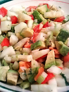 A picture of Big Daddy's Avocado Cucumber Dill Salad.