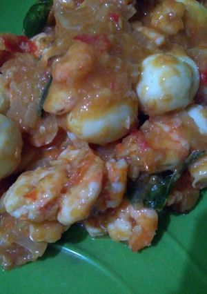Foto resep Udang telur puyuh saus padang