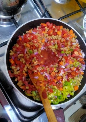 صورة لوصفة معكرونه بالخضار خطيرة بجد