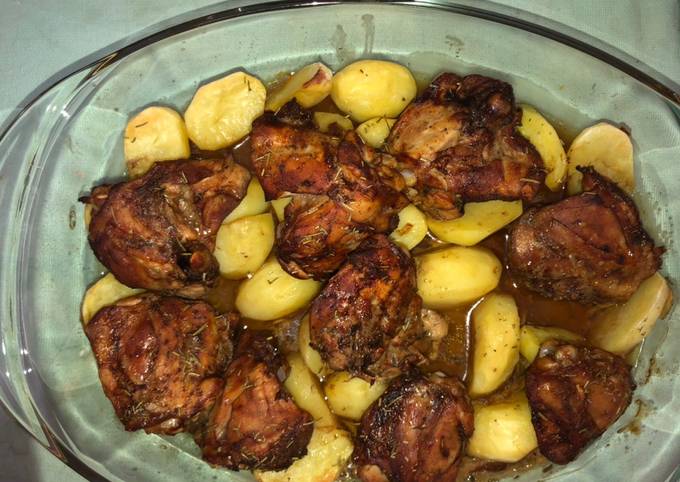 Oven Baked chicken and Potatoes