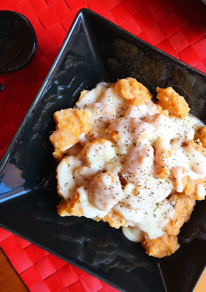 Una foto de Ñoquis de boniato con salsa de queso de cabra