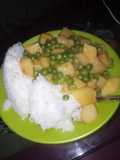 Boiled rice,potatoes and minji