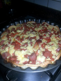 A picture of toast pizza breakfast.