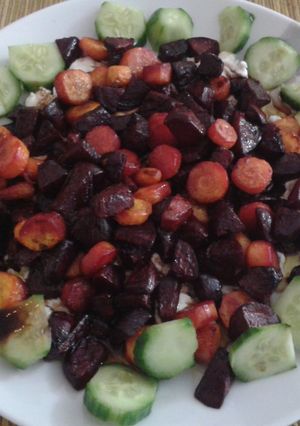 A picture of Roasted beet and carrot salad.