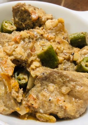 A picture of Easy Pork Ribs in Coconut Milk with Shrimp Paste | Ginataang Binagoongan Quick Cook.
