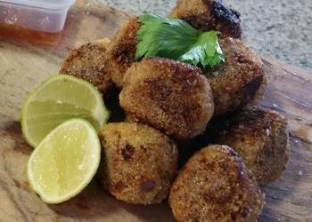 Easiest Way to Recipe Yummy POLENTA crusted CHICKEN  VEAL SESAME MEATBALLS