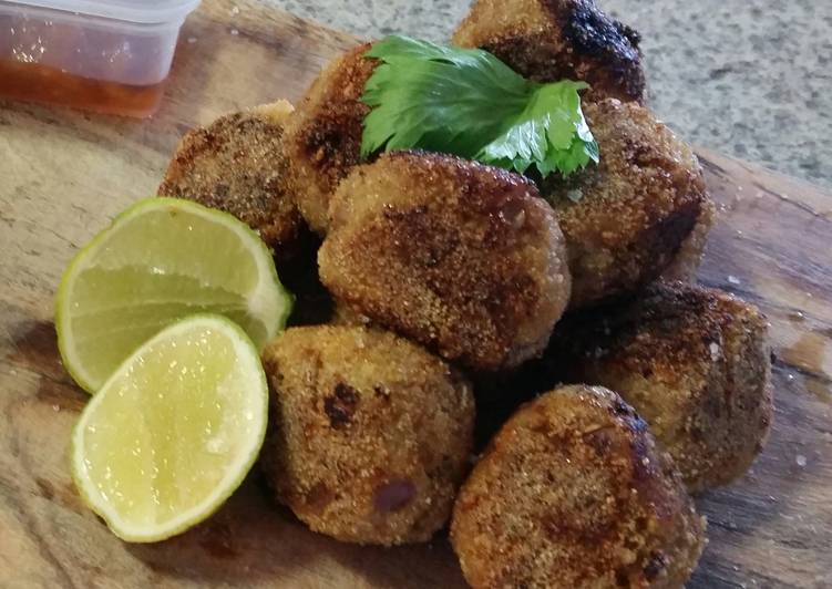 Recipe of Delicious POLENTA crusted CHICKEN & VEAL SESAME MEATBALLS