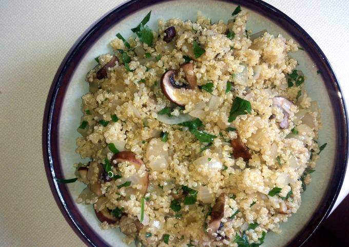 Recipe of Award-winning Zesty Onion-Crimini Quinoa