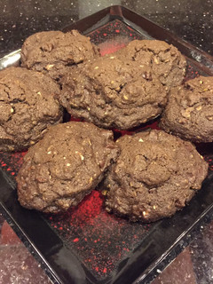 A picture of Double Dark Chocolate Chip and Almond Coconut Oatmeal Cookies.