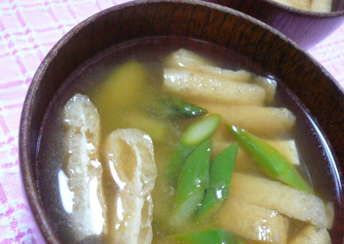 Miso Soup with Asparagus and Aburaage