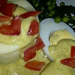 A picture of Sig's Mustard and Leek /Zucchini Sauce for Eggs.