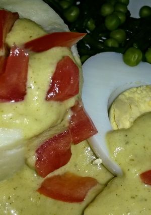 A picture of Sig's Mustard and Leek /Zucchini Sauce for Eggs.