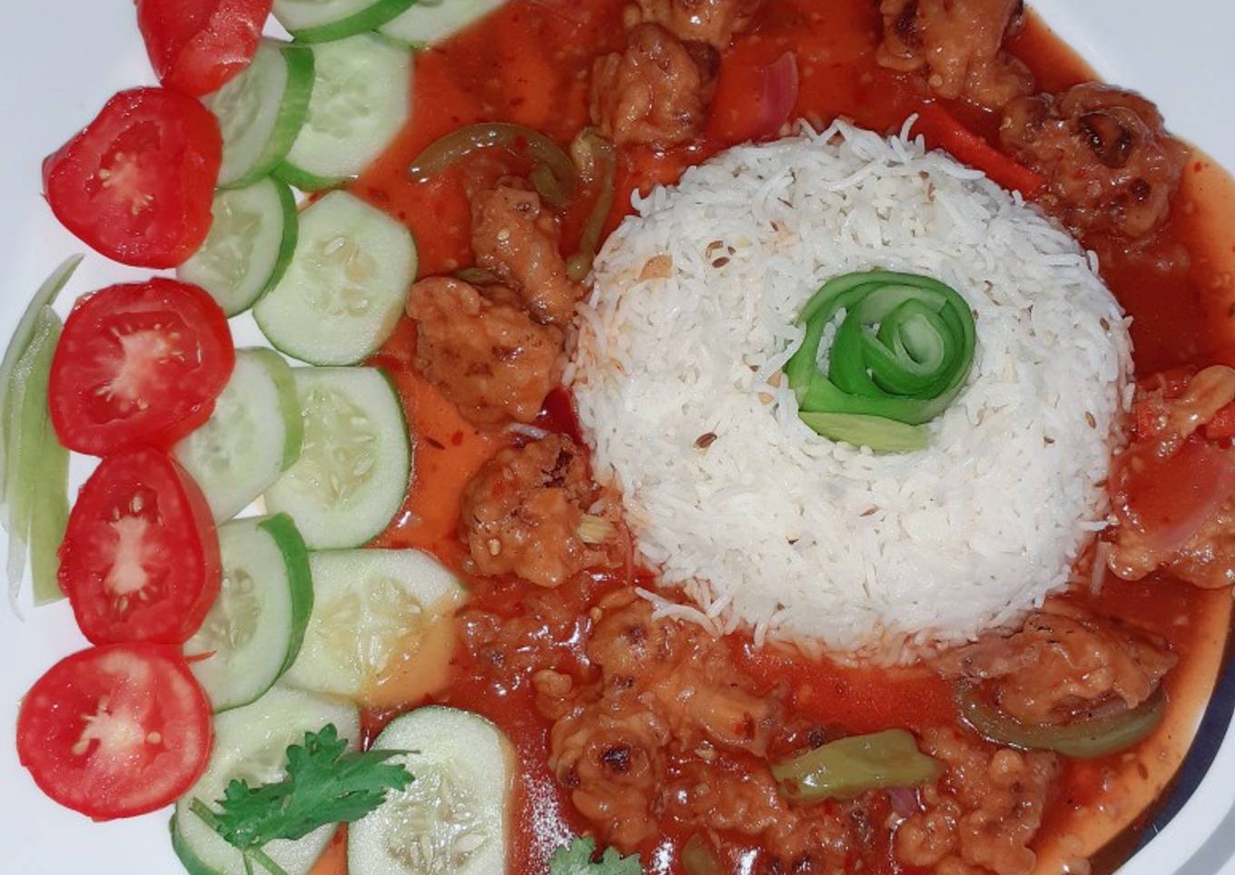 Gobhi Munchorian with Zeera Rice