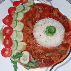 A picture of Gobhi Munchorian with Zeera Rice.