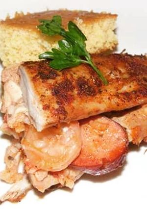 A picture of Pork Loin Jambalaya Po'boy.