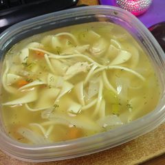 A picture of Mom's Chicken Noodle Soup.