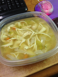 A picture of Mom's Chicken Noodle Soup.