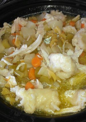 A picture of Chicken and dumplings.