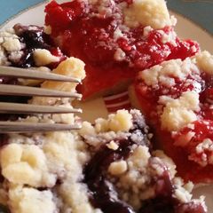 A picture of Blueberry and cherry squares.