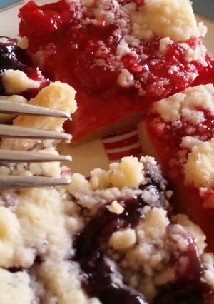 A picture of Blueberry and cherry squares.