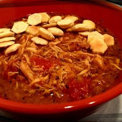 A picture of {Crock Pot} Creamy Italian Chicken Tomato Soup.