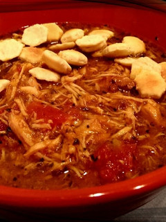 A picture of {Crock Pot} Creamy Italian Chicken Tomato Soup.