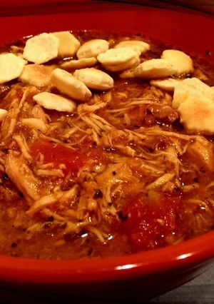 A picture of {Crock Pot} Creamy Italian Chicken Tomato Soup.