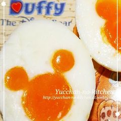 Mickey Mouse Shaped Boiled Egg A picture of Mickey Mouse Shaped Boiled Egg.