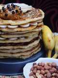 Chick pea and banana pancakes with peanut butter spread