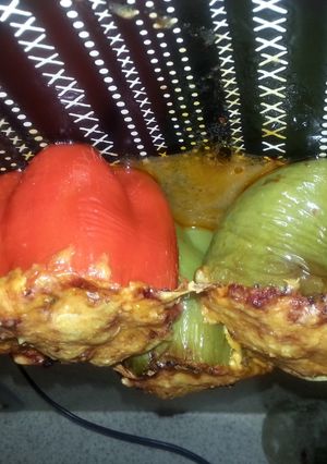 A picture of stuffed bell peppers.