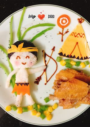 Hình của món Bento em bé thổ dân bắn cung.