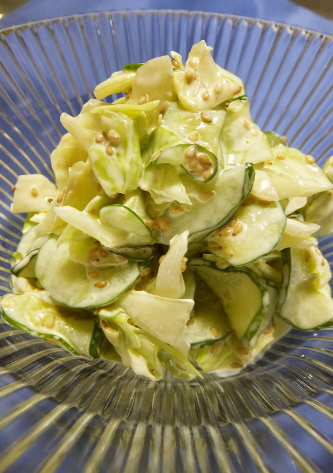 A picture of Cabbage and Cucumber Sesame and Mayonnaise Salad.