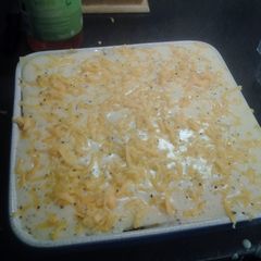 A picture of Paula's lasagne with homemade cheese sauce.